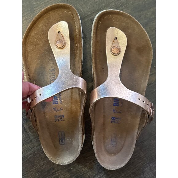 Birkenstock Gizeh Thong Sandals Metallic Gold EUR 38 - US 8 - Picture 1 of 5